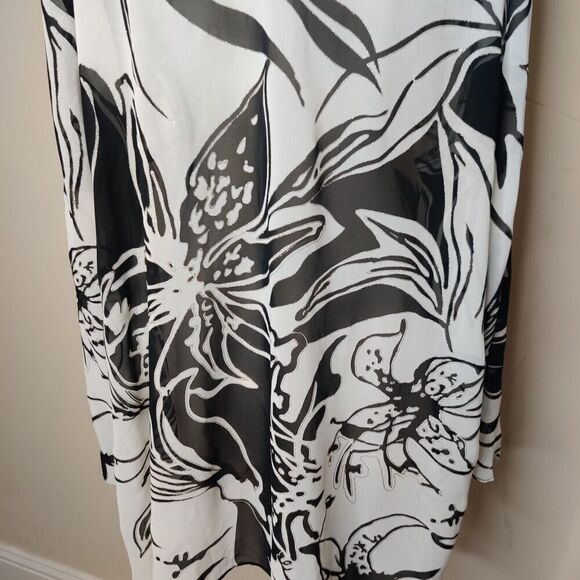 K Woman Floral Shimmer Chiffon Blouse Jacket - Picture 11 of 13